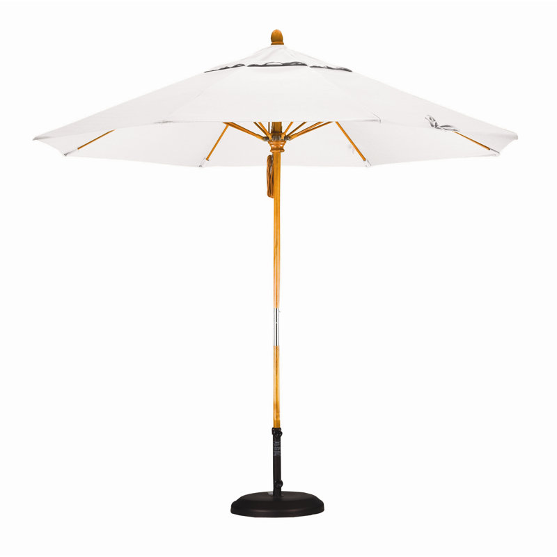 Parasol 9" Market, Blanc performance, Marenti Wood