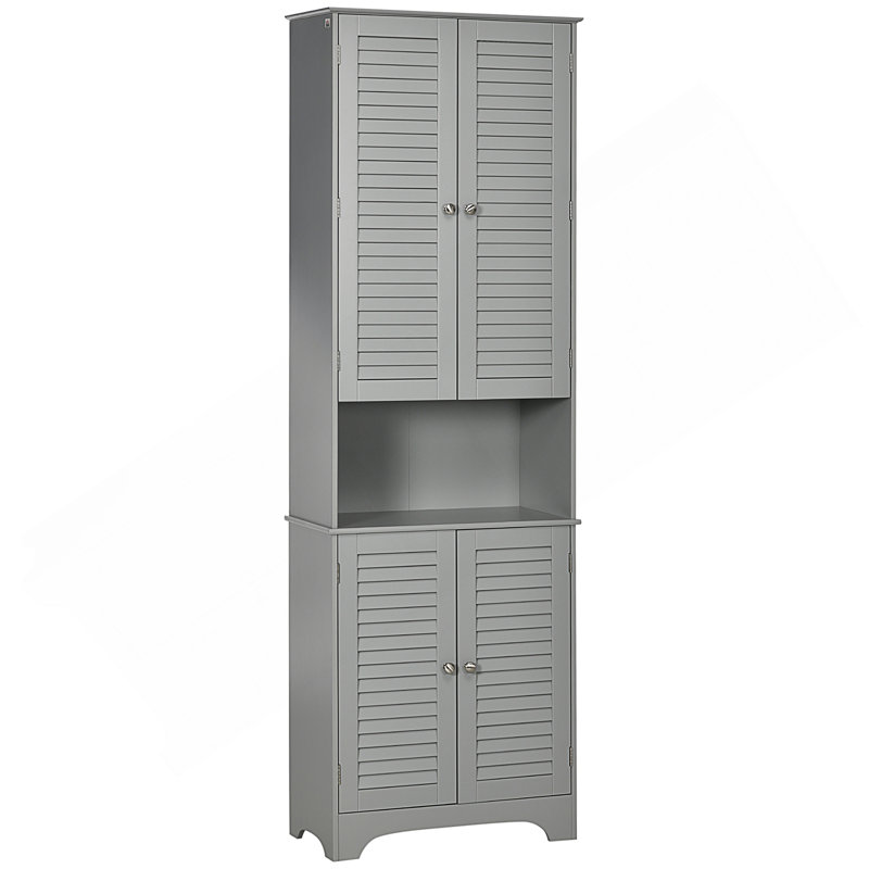 Tall Narrow Bathroom Storage Cabinet With Adjustable Shelves And Doors, Freestanding Linen Cabinet For Efficient Space Utilization