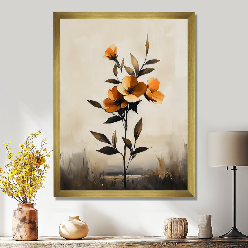 Lahey - Décoration murale florale, H 32 po x l 24 po, Reproduction encadrée sans passe-partout, Or