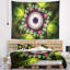 Motif abstrait vert sur noir avec cercles tapisserie-28494681