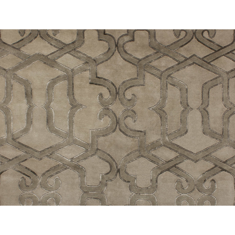 Geometric Area Rug in Dark Brown/Light Brown, Rectangle 6' x 9'