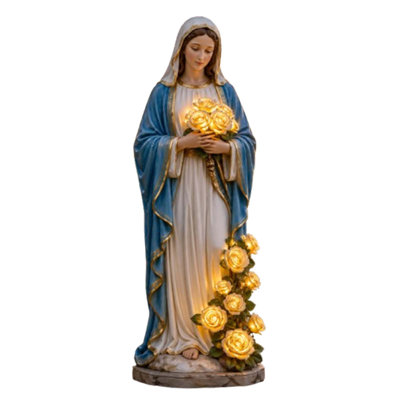 Desktop items Mary Garden Light With Glowing Roses Religious Garden Statue Outdoor Decor Illuminated Mary Figure For Patio Walkway Memorial Yard Gift For Women Mom