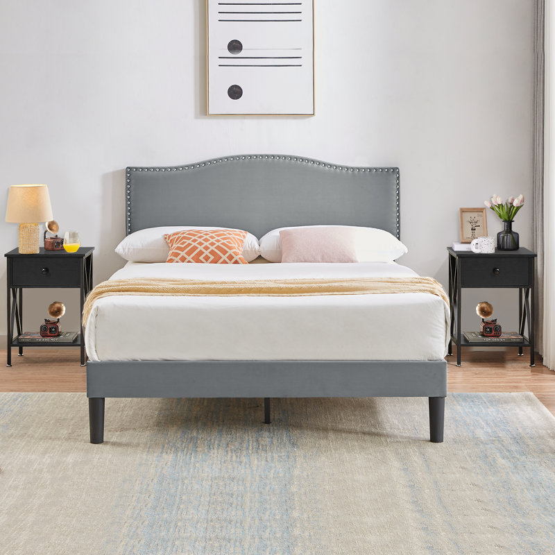 Polizzi Steel Piece Bedroom Set, Dark Gray/Black, Full/Double