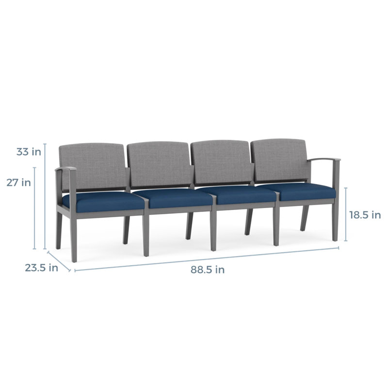 Siège tandem 4 places Amherst, Étain, Chambray gris / Patriot Plus Blue Ridge