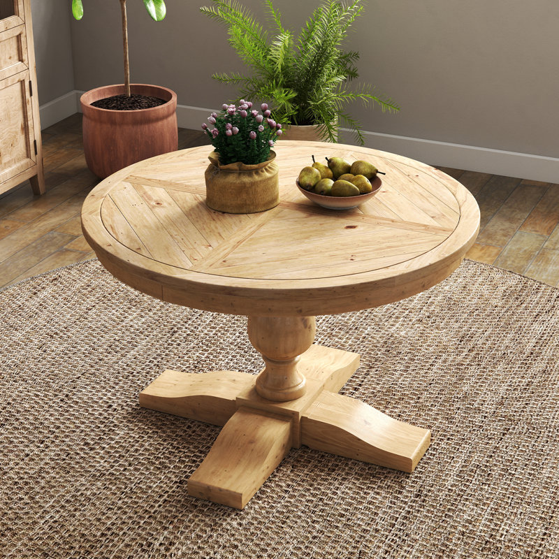 Solid Wood Round Dining Table, Natural