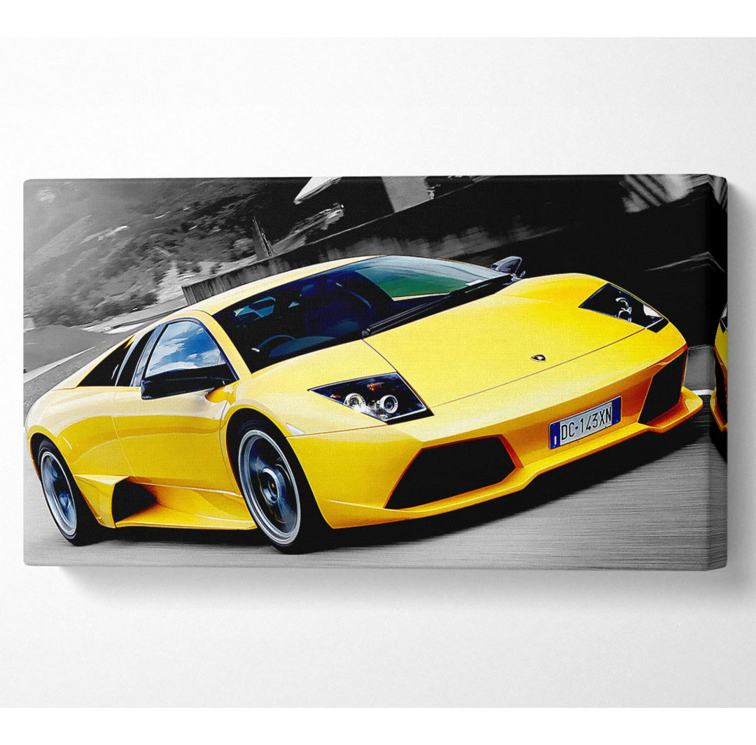 Aundrae Lamborghini On The Move Gelb - Wrapped Canvas Kunstdrucke