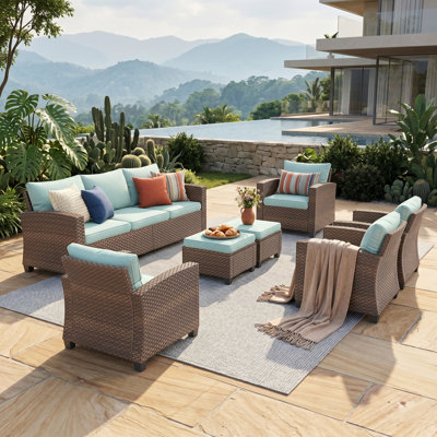 Salem 9-Person Wicker Patio Conversation Set