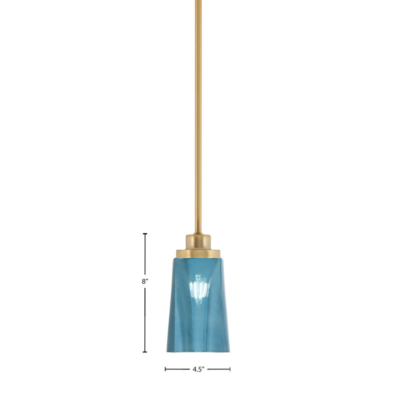 Pendentif Alirra Mini, laiton New Age, verre dégradé bleu 11,4 cm, H 8 po x l 4,5 po x P 4,5 po, Bleu / laiton