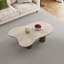 Table basse 48 po moderne en forme de nuage avec pieds cylindriques en bois de qualité supérieure - Travertin naturel et plateau en bois au fini noyer pour le salon