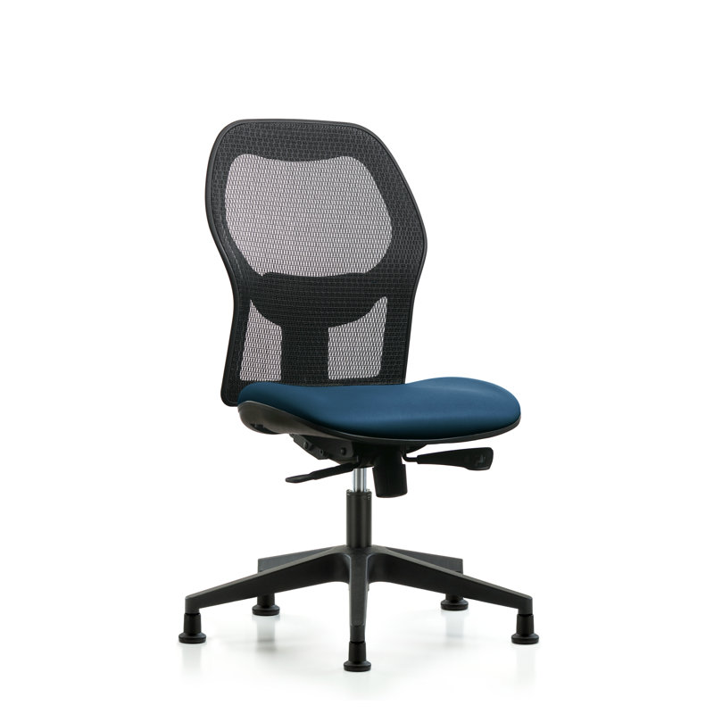 Chaise de travail ergonomique, Bleu marine, Patins, Non