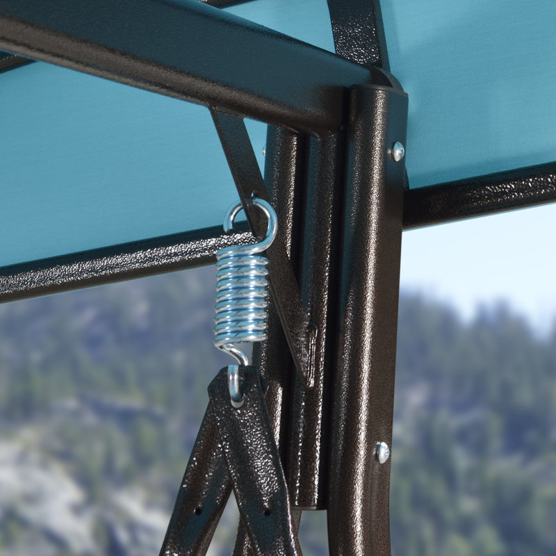 Balancelle de luxe à 2 places avec support et porte-gobelets, avec auvent et oreiller inclus, bleu turquoise Deluxe, Gris