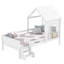Lit plateforme simple avec escalier bas et fenêtre - lit pour enfant en bois massif avec bibliothèque et tableau noir, blanc (sans sommier)-1355248543-1355248542