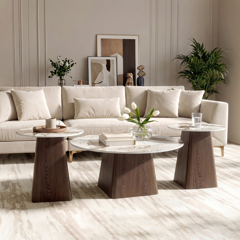 Ensemble de tables basses 3 pièces Ambridge, 35.4" + 15.7", 3, Ambre