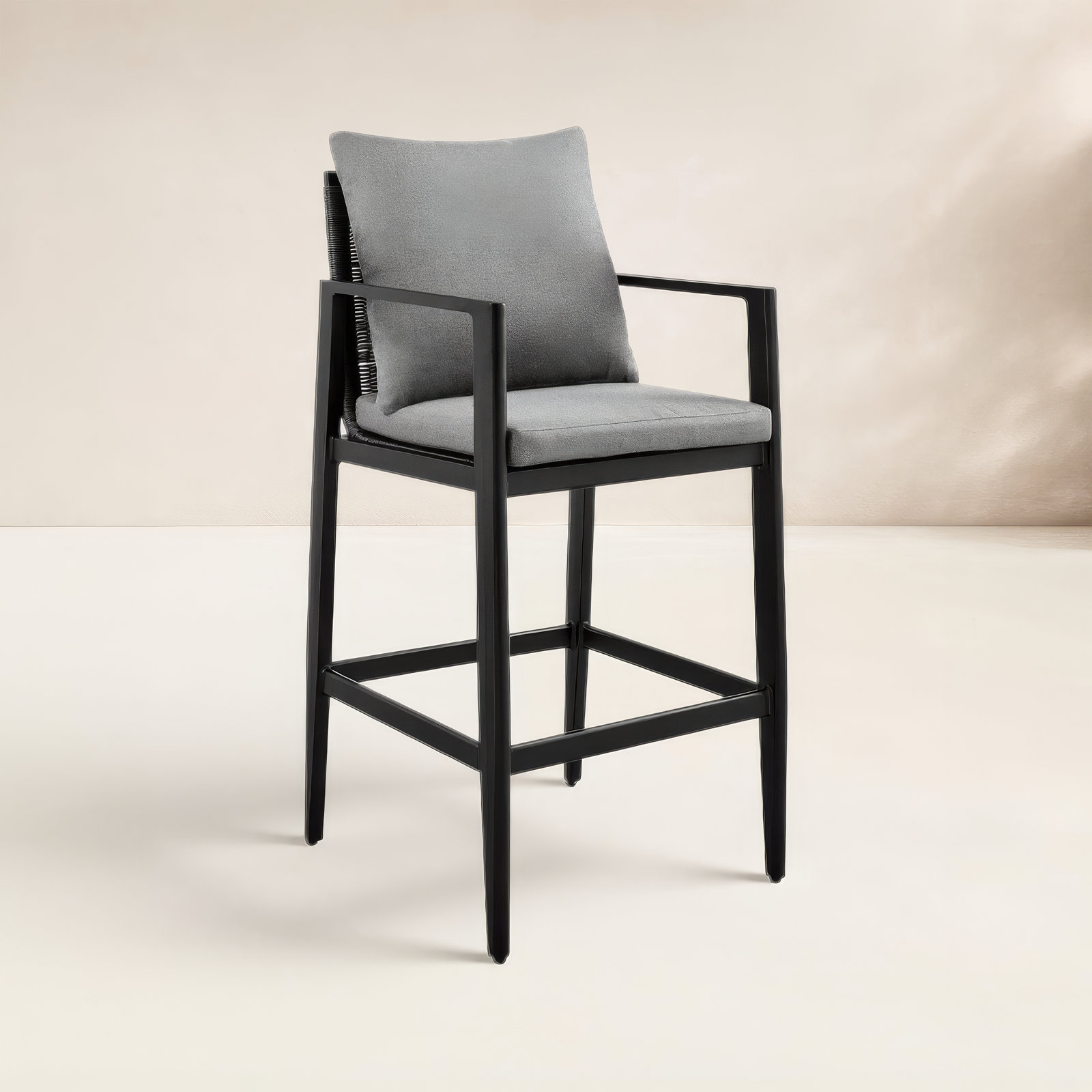Gerri Aluminum Outdoor Bar Stool with Cushion, 30"