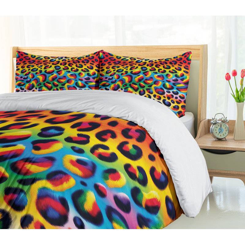 Leopard Print Duvet Cover, California King Duvet Cover + 2 Standard Shams