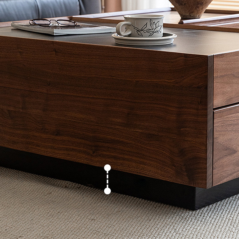 Table basse en bois massif de granite minimaliste, H 14,37 po x L 47,24 po x l 35,43 po