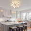  Silver Dimmable Floral Flush Mount With Remote