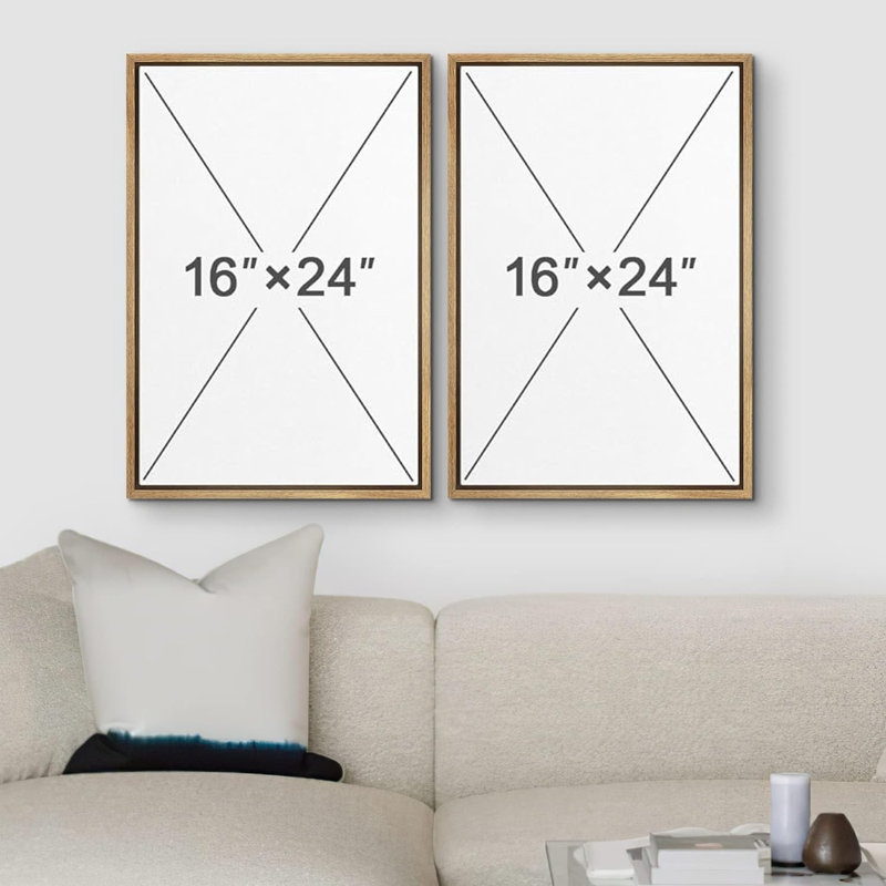 «Intersecting Lines Green Green Color Hues Geometric Shapes», 2 pièces sur toile, Encadré naturel, H 24 po x l 16 po