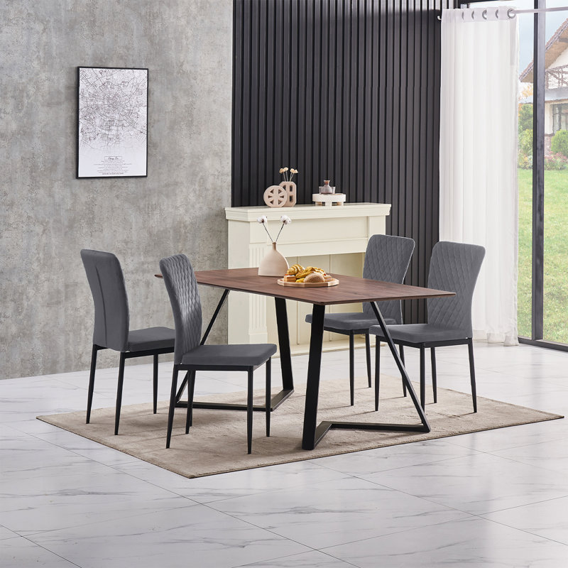 Leilauni Tufted Upholstered Velvet Armless Dining Chair, Grey