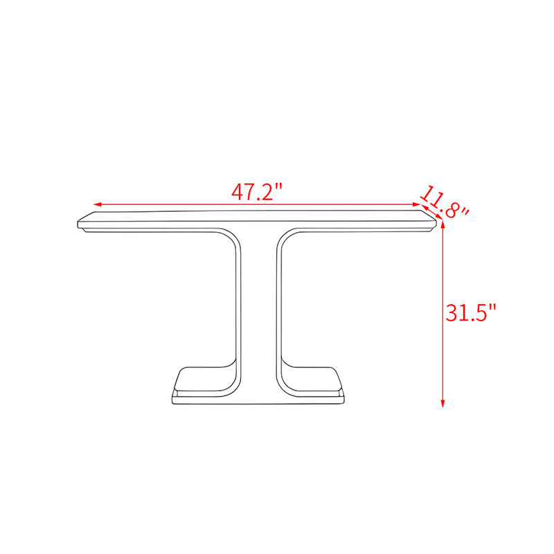 Table de véranda moderne et simple en bois massif, H 31,50 po x l 47,20 po x P 11,80 po