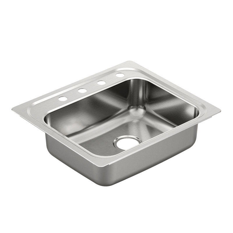 2000 Series 25" x 22" Drop-In Kitchen Sink, 4 Hole, Center