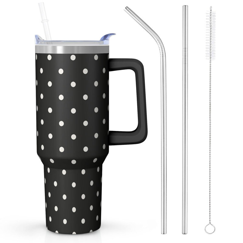 Gobelet 40 oz avec couvercle et gobelets en acier inoxydable avec paille, C36