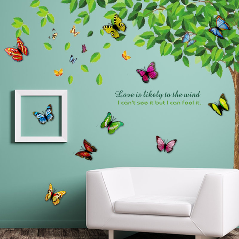 Décalcomanie murale feuilles et papillons
