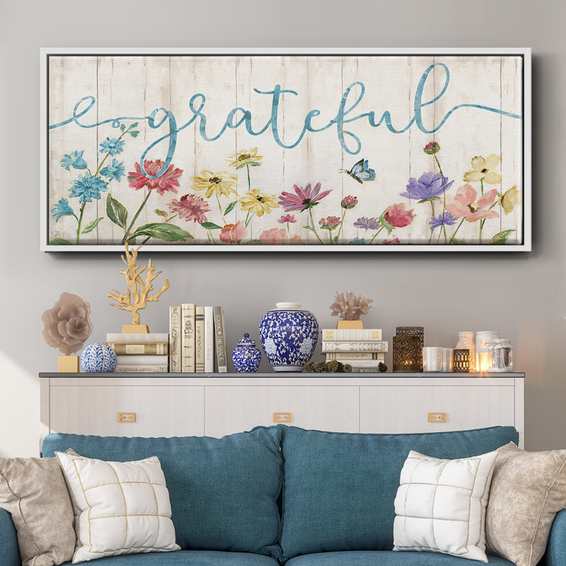 Grateful Wildflowers- Framed Canvas, 20" H x 50" W