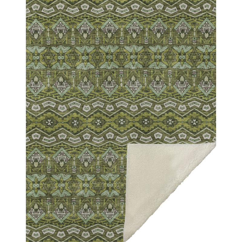 Jeté marocain Addison Sherpa ASB909, Olive