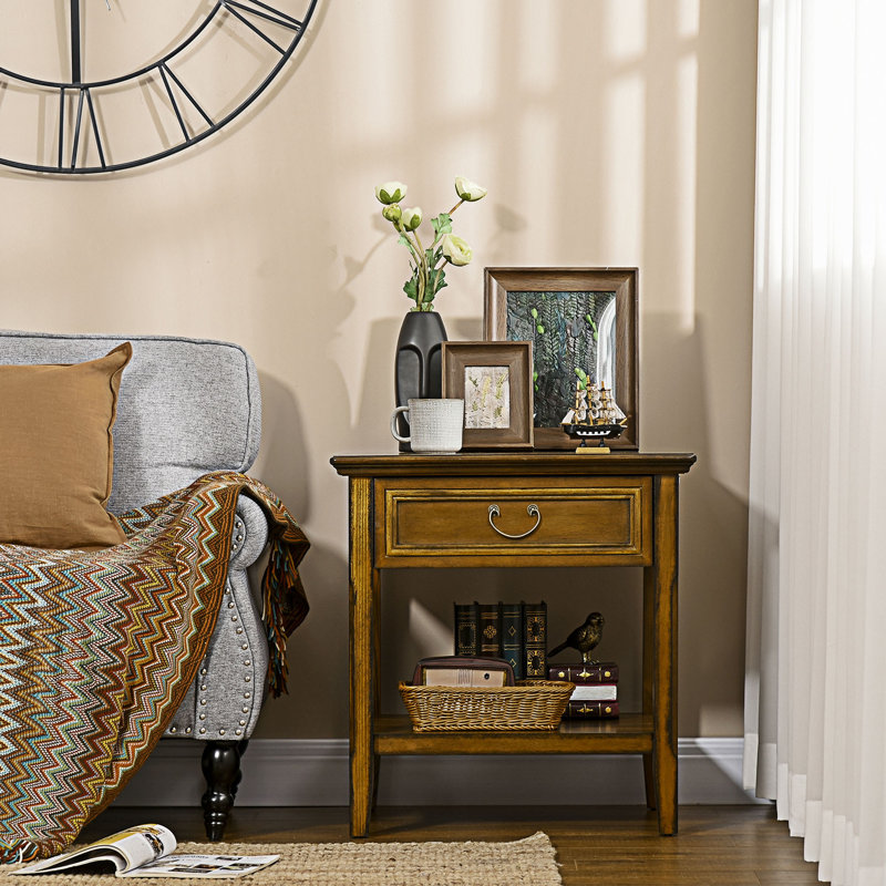 Vintage Coffee Table with Drawer and Open Shelf
