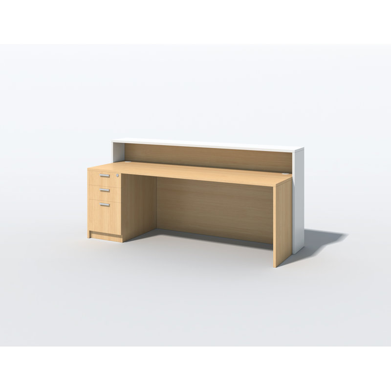 2 Person Rectangle Synthetic Laminate Reception Desk, Fushion Maple