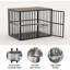 Meuble pour chien de 43 pouces, chenil d'intérieur en bois robuste avec portes doubles et bols d'alimentation réglables, table d'appoint latérale pour chiens de taille moyenne à grande