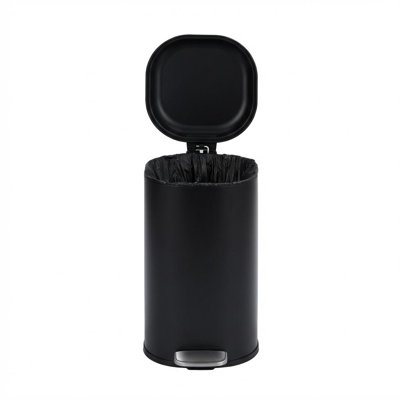 Poubelle noire moderne en acier inoxydable de 8 pouces avec poubelle à pédale avec couvercle à fermeture douce