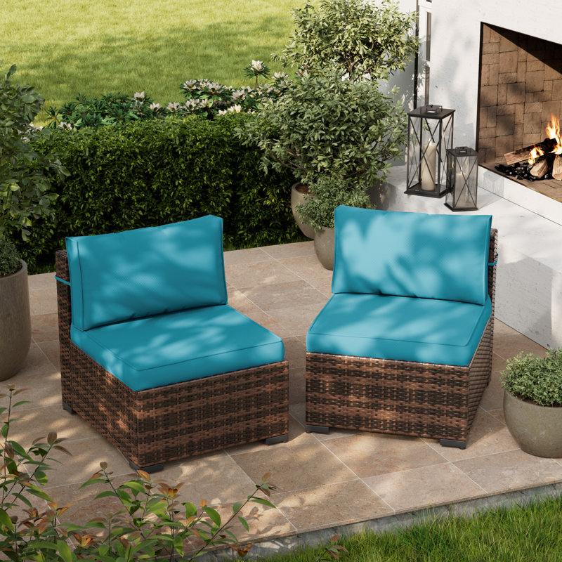 Flarrie 2-Person Patio Seating Group with Cushions, Light Blue