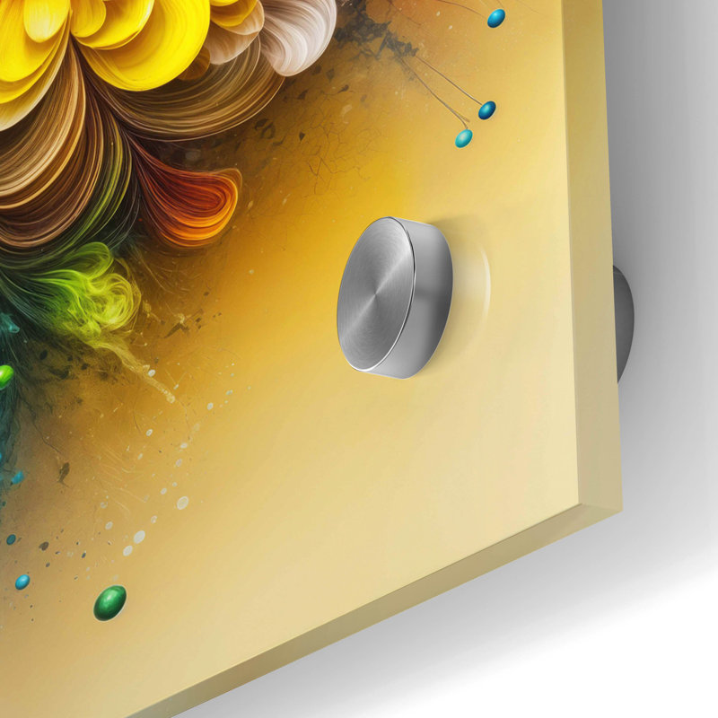  «Flower Paint Splash 3» par Rey Klimt, art mural en verre acrylique, 24 po x 24 po, H 24 po x l 24 po