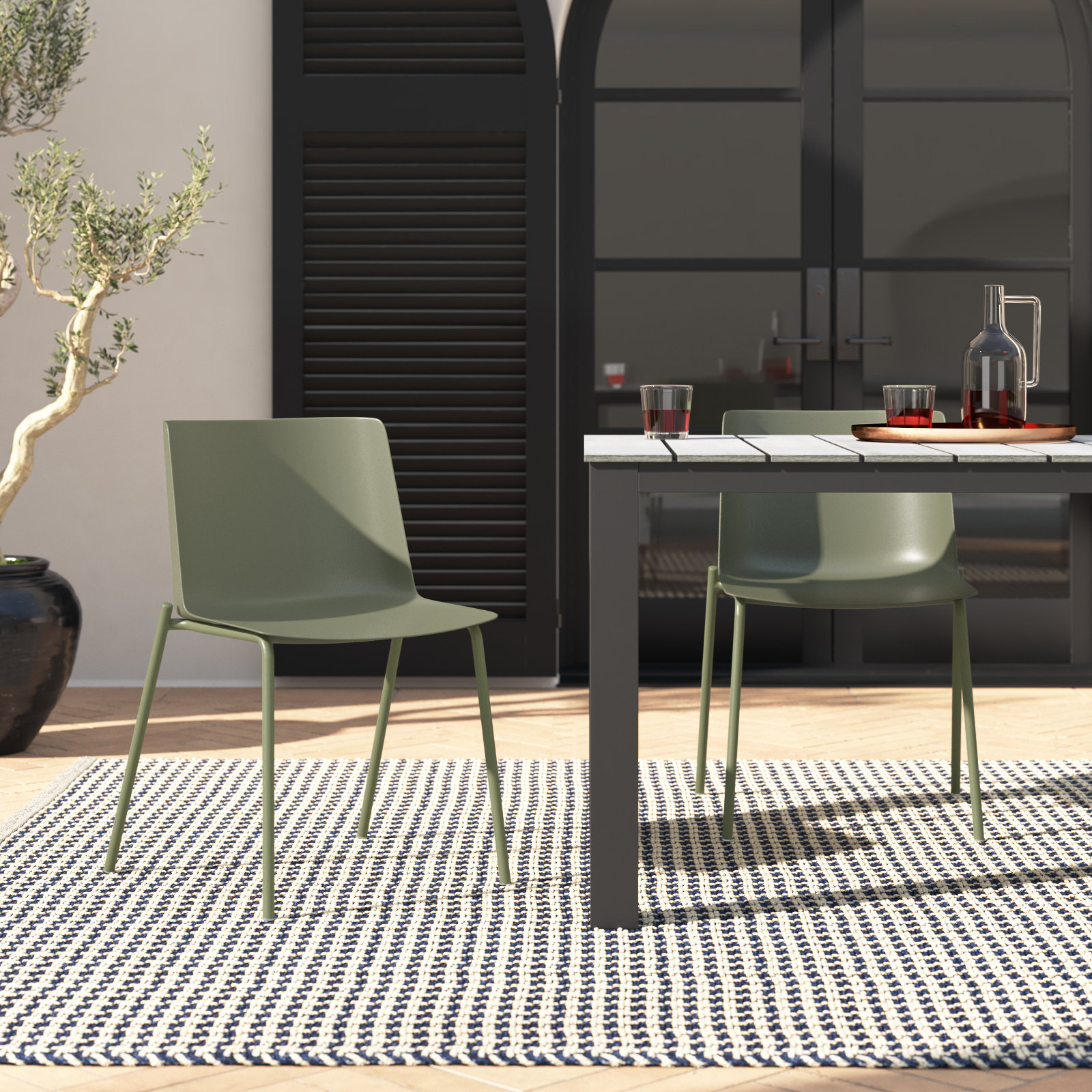 Bryn Premium All-Weather Wicker Outdoor Dining Side Chair, Green