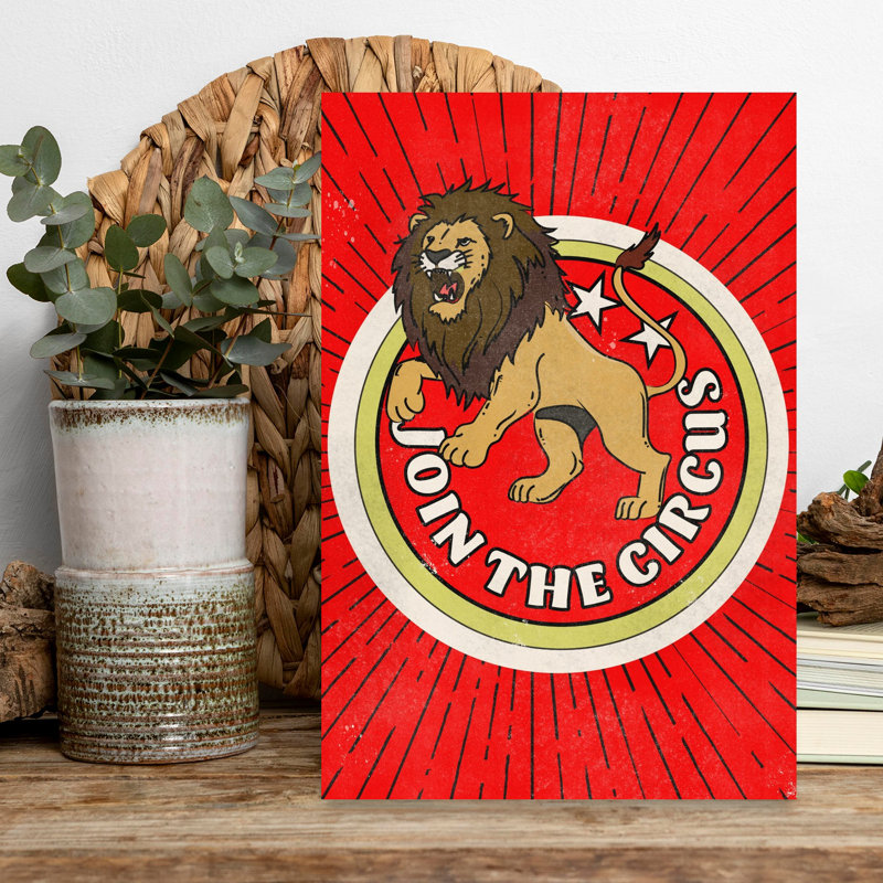 Contemporary Art Bold Classic Retro Lion Architecture Landscape Wall Art - Wrapped Canvas Print, 45.72cm H x 30.48cm W