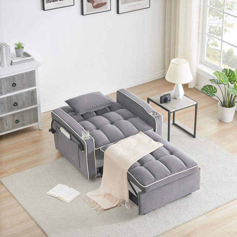 Canapé-lit, fauteuil convertible 3 en 1, fauteuil inclinable, fauteuil inclinable simple avec dossier réglable, convient aux petits espaces