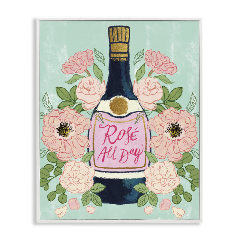  Rose All Day Champagne Grey Framed Giclee Art by Joy Ting, H 14 po x l 11 po, Estampe numérique encadrée blanc bord de mer