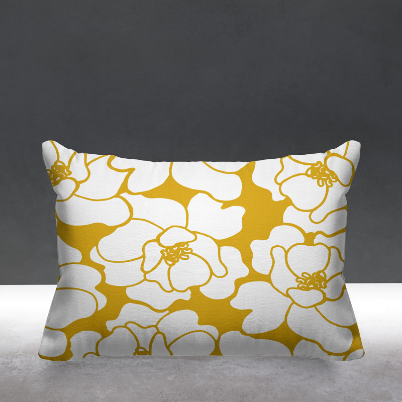 Housse de coussin d'extérieur et insert, Jaune, 14 po x 20 po, Rectangle