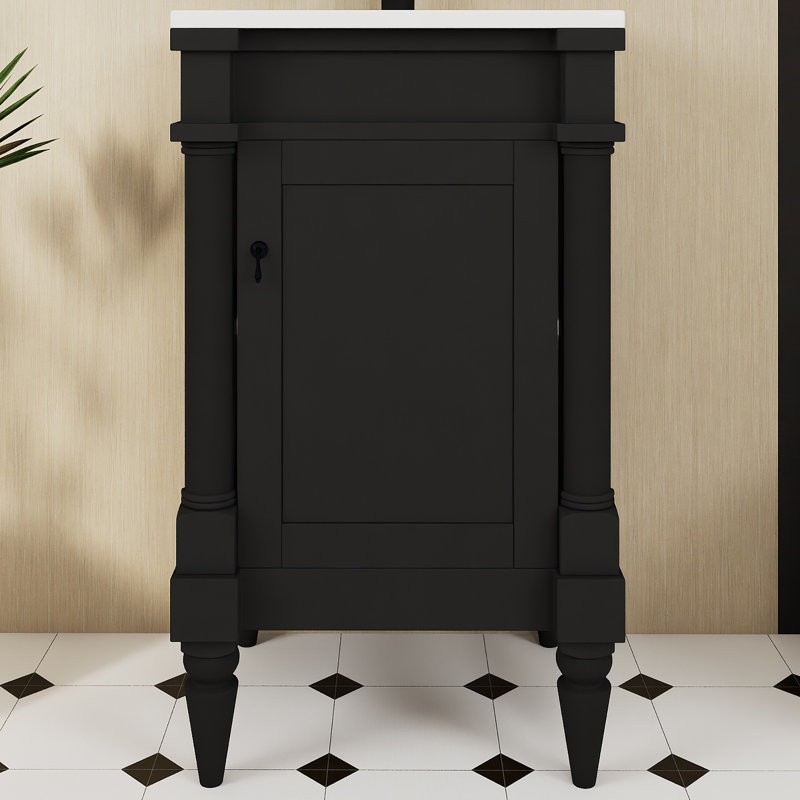 Ensemble de meuble-lavabo autoportant 18 po avec comptoir en céramique 18 po, Noir