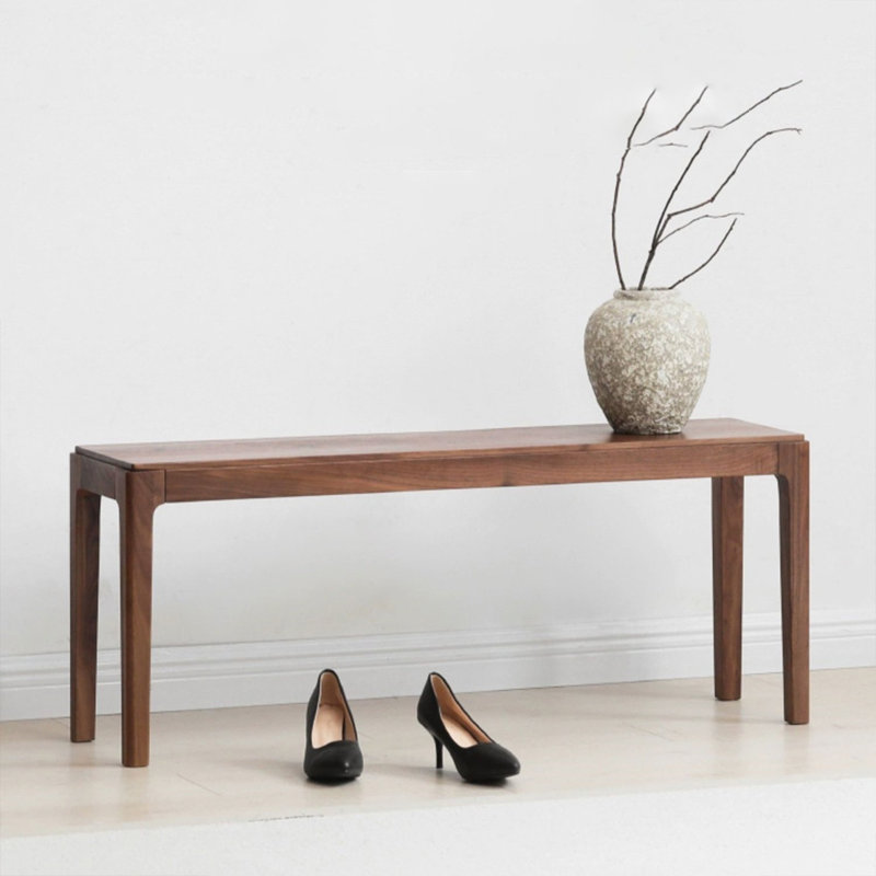 Banc en bois massif Kaslyn, H 17,71 po x l 62,99 po x P 11,81 po