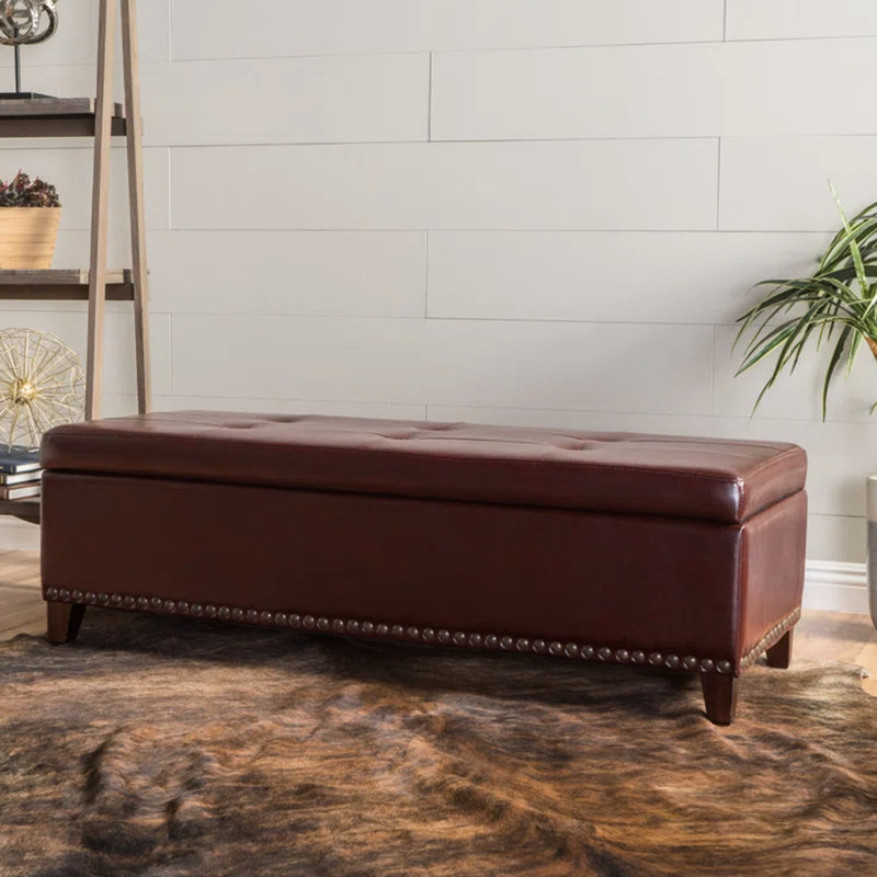 Cuir élégant en châtaignier avec garniture cloutée - l 50,44 po x P 19,95 po x P 15,95 po