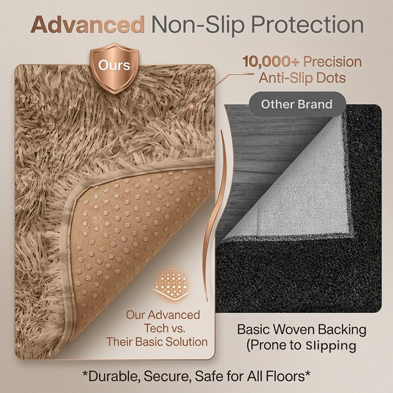 Solid Colour Machine Tufted Shag Area Rug, Rectangle 160 x 230 cm