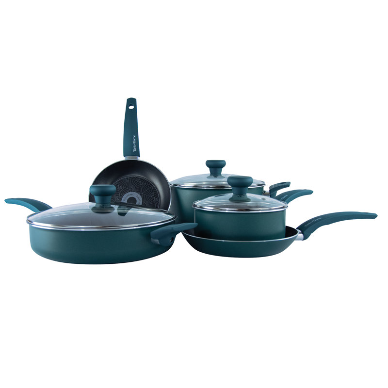 Sea Green Non-stick Aluminum 8-Piece Cookware Set