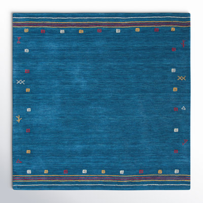 Danette Blue Southwestern Hand-Loomed Wool Rug