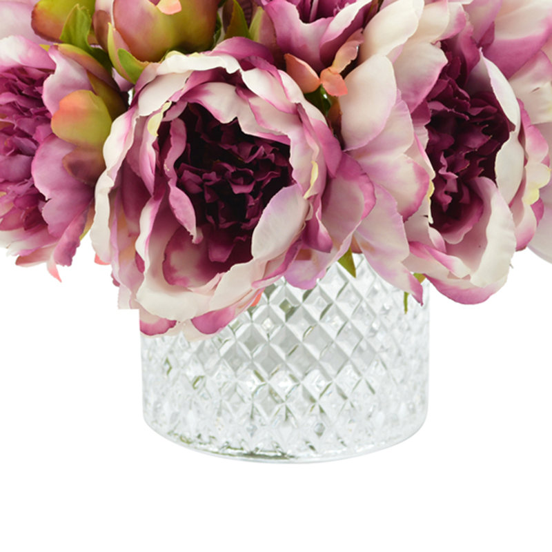 Peony Flowers In A Glass Vase