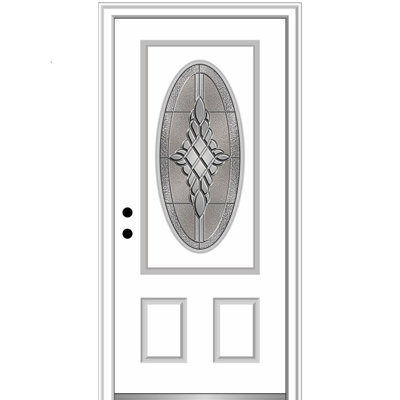 Petite porte d'entrée pré-suspendue ovale en fibre de verre 2 panneaux Grace