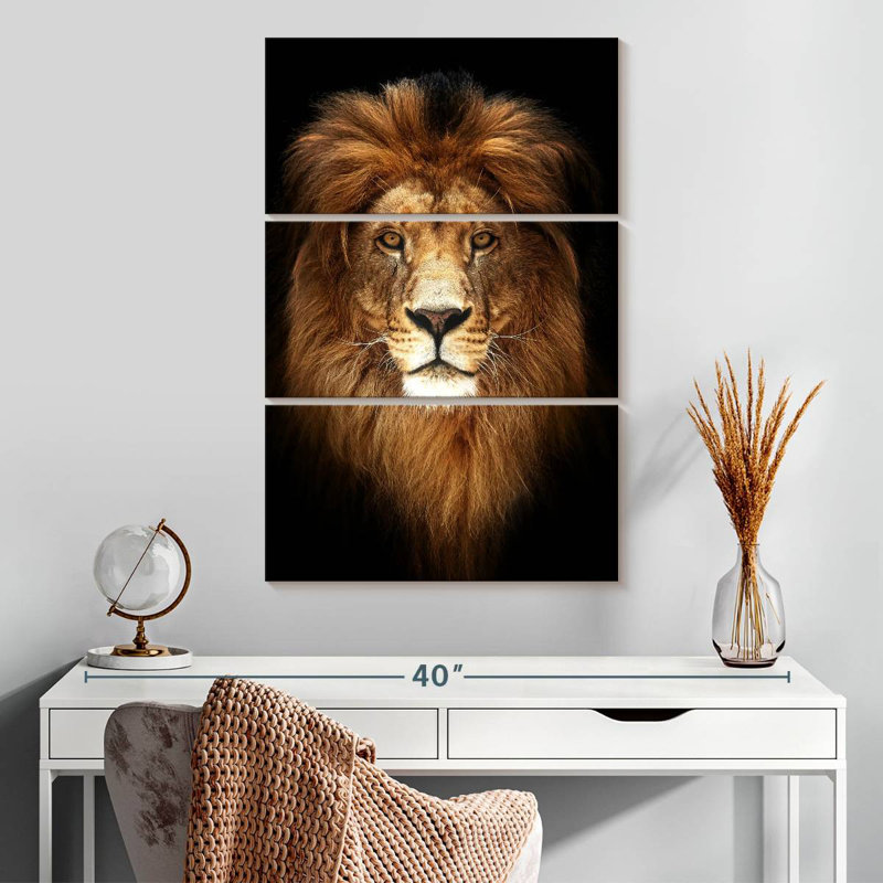 Tête de lion mystérieuse Brampt, H 32 po x l 20 po