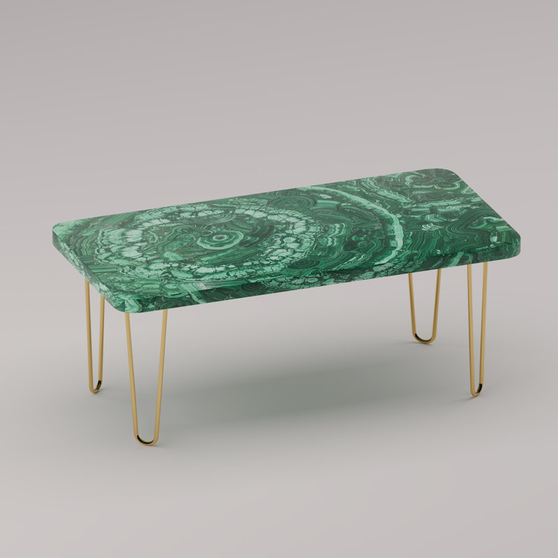 Légère Coffee Table, Malachite, Gold